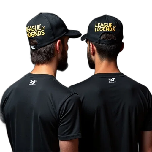 two, men, wearing, league, legends, shirts, hats, word transparent PNG cut-out