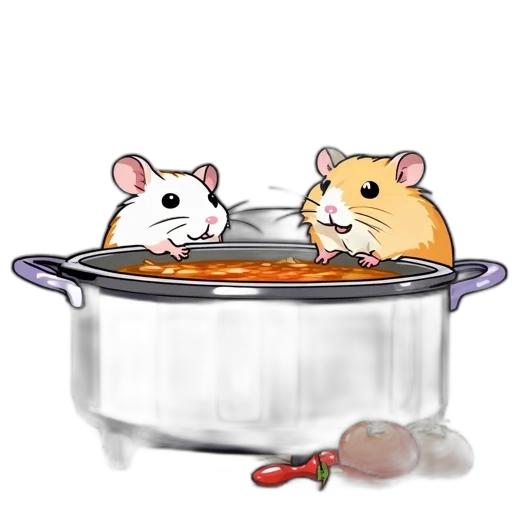 food, concept art, 3d render, photorealistic, pixel art, two, hamster, characters transparent PNG cut-out