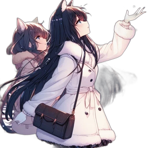 staff, jacket, anime, concept art, pixel art, watercolor, snow, monochrome transparent PNG cut-out