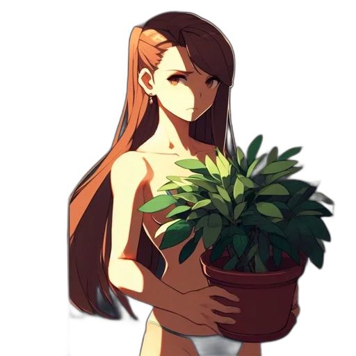 flower, crown, creature, dress, concept art, pixel art, anime, watercolor transparent PNG cut-out