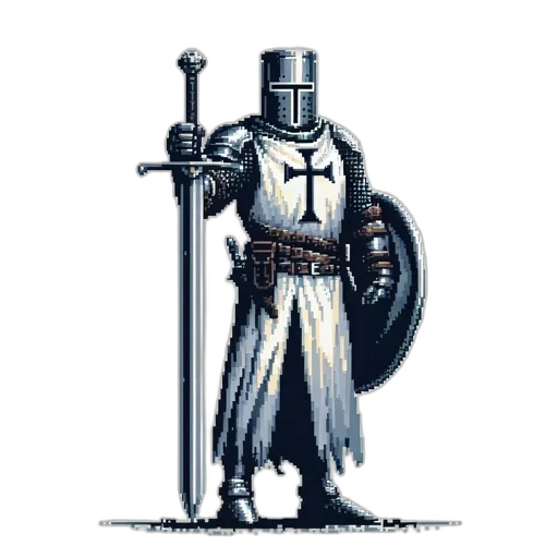 sword, weapon, staff, pixel art, concept art, fantasy art, comic book art, monochrome transparent PNG cut-out
