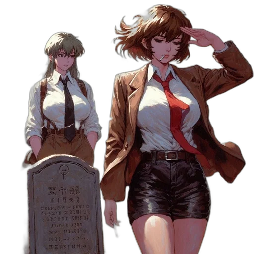 jacket, concept art, anime, comic book art, fantasy art, city street, neon lights, red transparent PNG cut-out