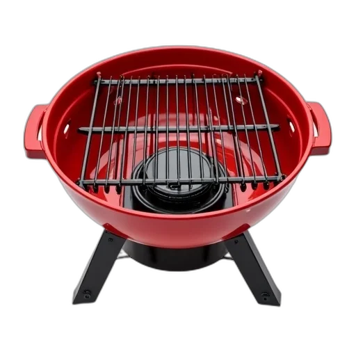 red, portable, gas, grill, black, metal, grate, shown transparent PNG cut-out