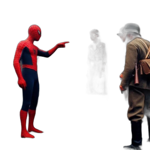 mask, concept art, comic book art, 3d render, fog, spider-man, points, shocked transparent PNG cut-out