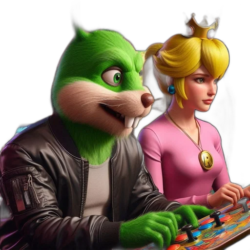 concept art, fantasy art, comic book art, 3d render, outer space, two, cartoonish, characters transparent PNG cut-out