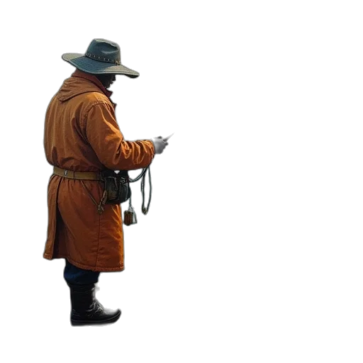 staff, jacket, hat, weapon transparent PNG cut-out