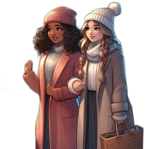 hat, concept art, fantasy art, cartoon, comic book art, snow, city street, sunset transparent PNG cut-out