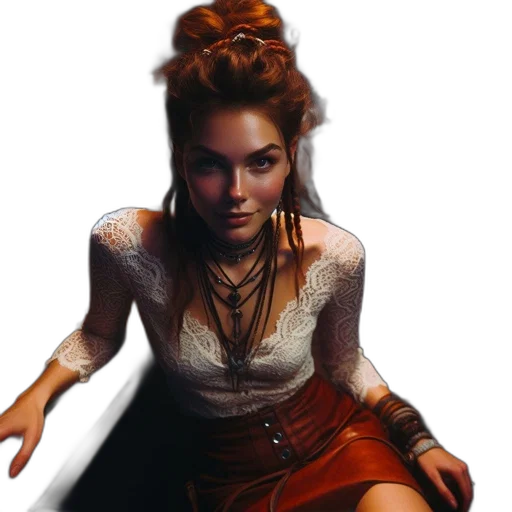dress, staff, concept art, fantasy art, photorealistic, pixel art, young, woman transparent PNG cut-out