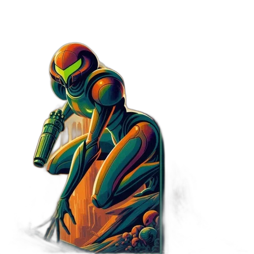 robot, mask, jacket, creature, concept art, comic book art, pixel art, cyberpunk transparent PNG cut-out