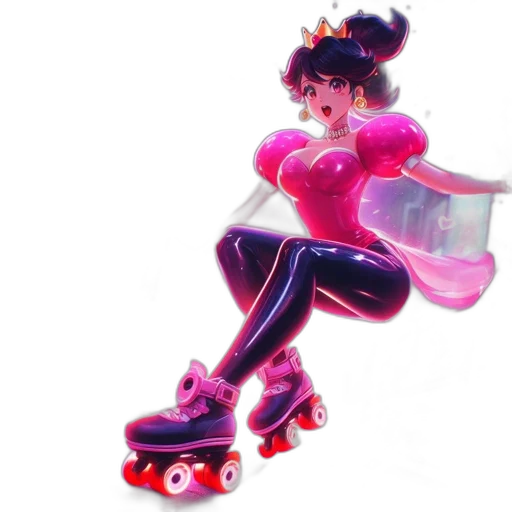 concept art, 3d render, vaporwave, anime, neon lights, neon, animated, princess transparent PNG cut-out