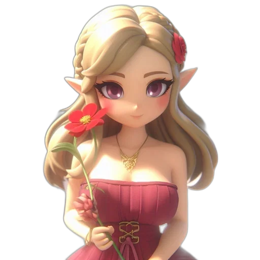 dress, flower, staff, crown, fantasy art, pixel art, concept art, 3d render transparent PNG cut-out