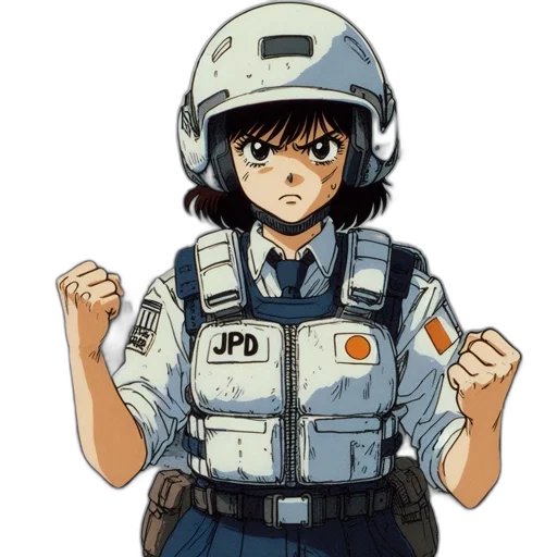 jacket, weapon, robot, dress, anime, concept art, vaporwave, pixel art transparent PNG cut-out