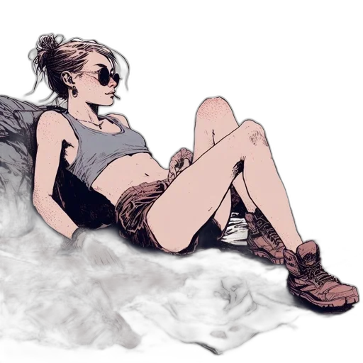 shoes, concept art, comic book art, cartoon, cyberpunk, neon lights, fire, dark transparent PNG cut-out