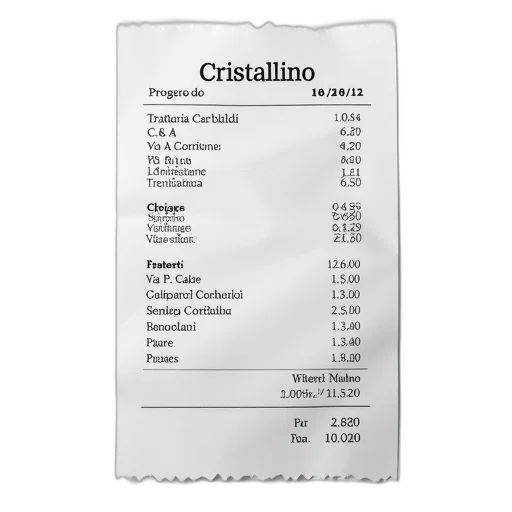 food, bottle, receipt, white, background, various, text, numbers transparent PNG cut-out