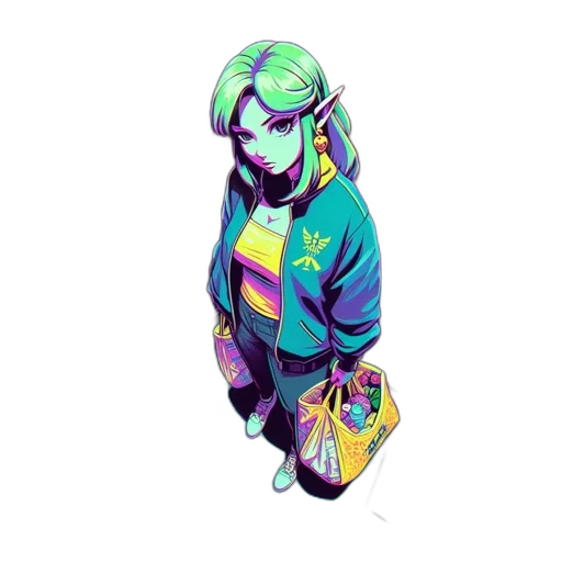 jacket, dress, robot, mask, vaporwave, pixel art, concept art, cyberpunk transparent PNG cut-out