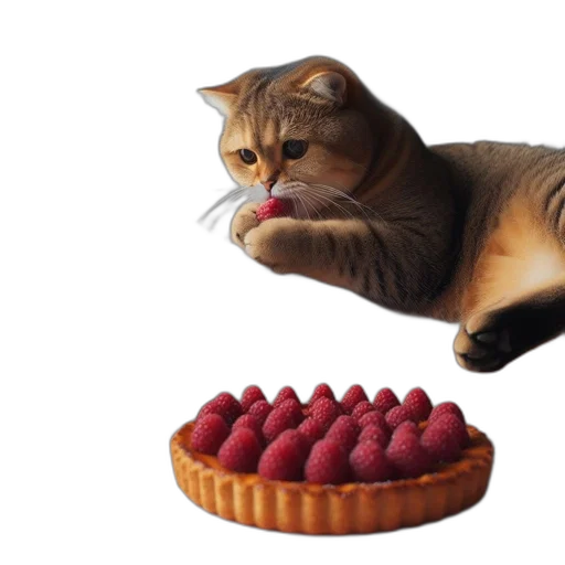 food, animal, photorealistic, 3d render, domestic, cat, enjoys, moment transparent PNG cut-out