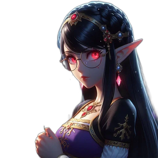 staff, face, jewelry, crown, fantasy art, concept art, anime, 3d render transparent PNG cut-out