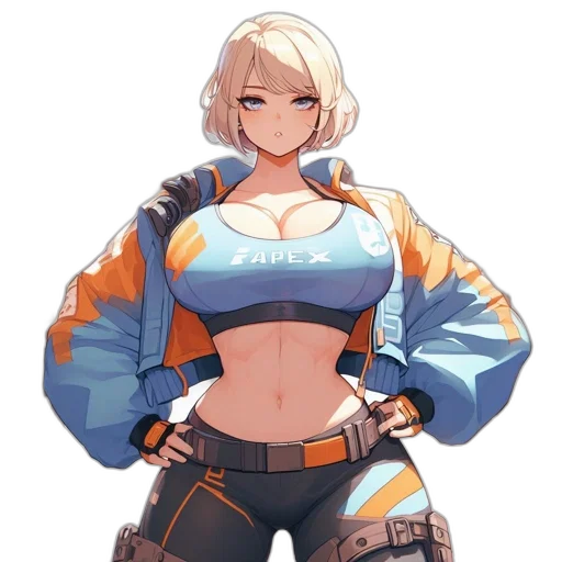 jacket, robot, weapon, staff, pixel art, concept art, cyberpunk, anime transparent PNG cut-out