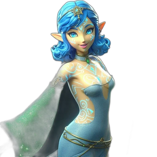 dress, staff, fantasy art, concept art, 3d render, photorealistic, blue, pastel transparent PNG cut-out