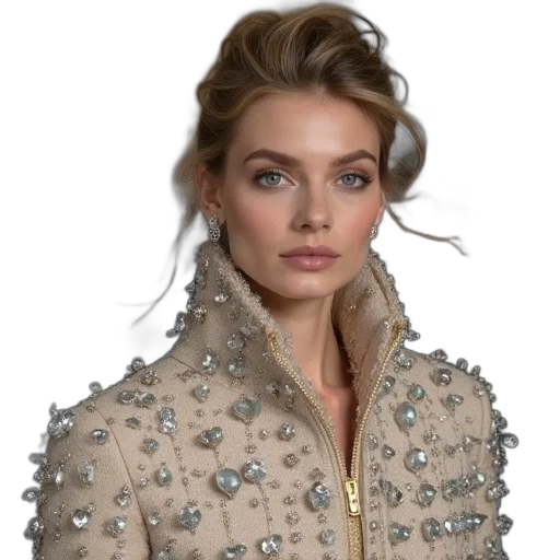 jacket, jewelry, dress, photorealistic transparent PNG cut-out