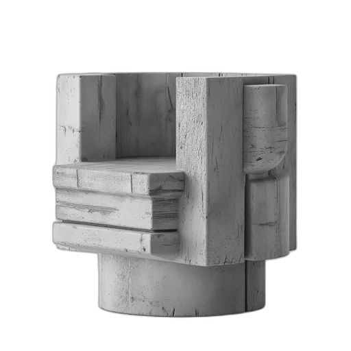 furniture, robot, crown, jewelry, 3d render, concept art, monochrome, concrete transparent PNG cut-out