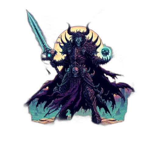 staff, sword, concept art, fantasy art, pixel art, 3d render, dark, imposing transparent PNG cut-out