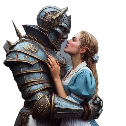 robot, sword, mask, dress, fantasy art, concept art, photorealistic, underwater transparent PNG cut-out