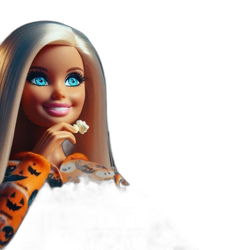 hair, 3d render, concept art, cartoon, snow, barbie, doll, halloween transparent PNG cut-out