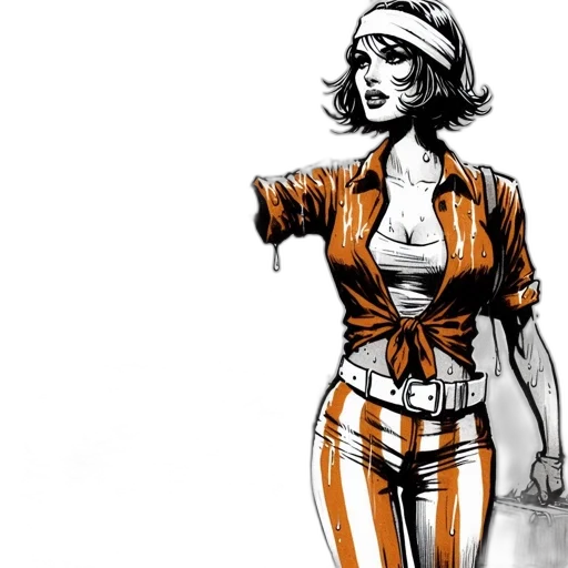comic book art, concept art, cartoon, fantasy art, golden, monochrome, earth tones, woman transparent PNG cut-out