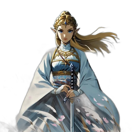staff, dress, fantasy art, concept art, pixel art, comic book art, blue, pastel transparent PNG cut-out