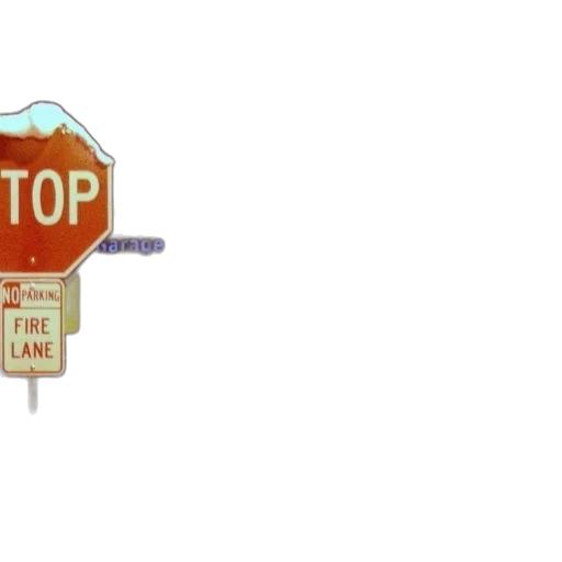 snow-covered, stop, sign, stands, front, building, word, garage transparent PNG cut-out