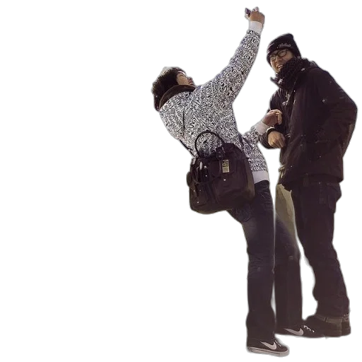 jacket, staff, umbrella, weapon, two, people, standing, ice transparent PNG cut-out