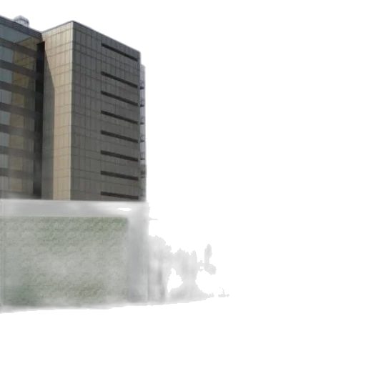 building, 3d render, photorealistic, concept art, fog, modern, green, wall transparent PNG cut-out
