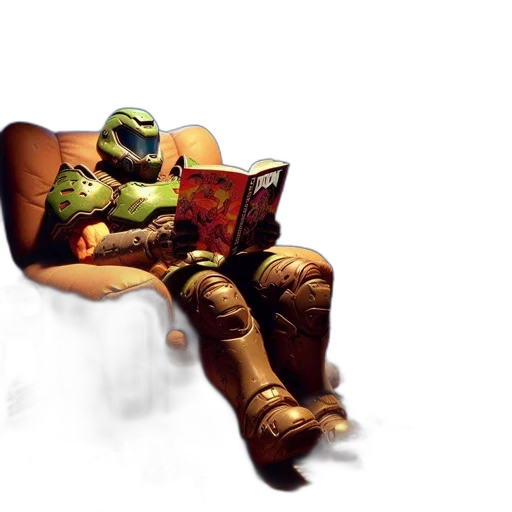 robot, furniture, concept art, 3d render, comic book art, fantasy art, outer space, green transparent PNG cut-out