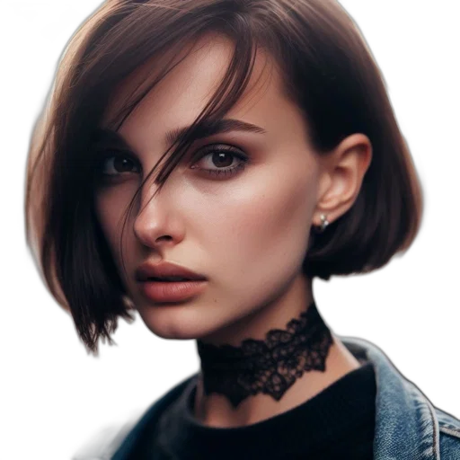 face, hair, jewelry, jacket, photorealistic, fantasy art, cyberpunk, concept art transparent PNG cut-out