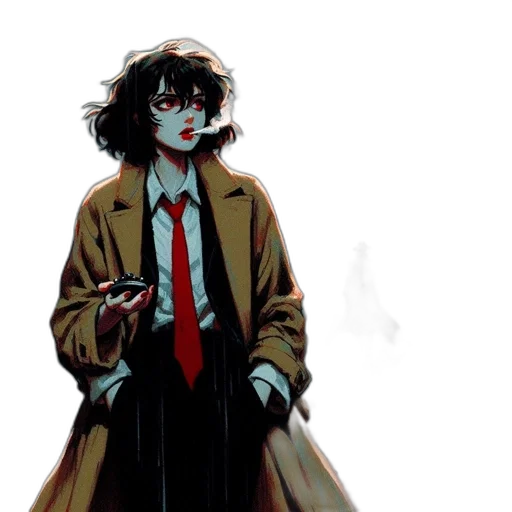 jacket, comic book art, concept art, cyberpunk, watercolor, neon lights, red, dark transparent PNG cut-out
