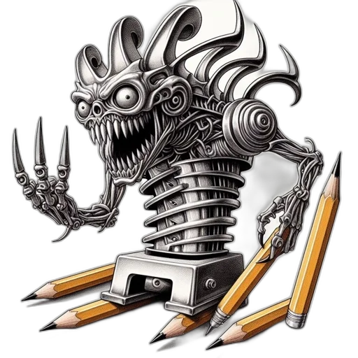 weapon, robot, dragon, staff, fantasy art, concept art, comic book art, pencil sketch transparent PNG cut-out