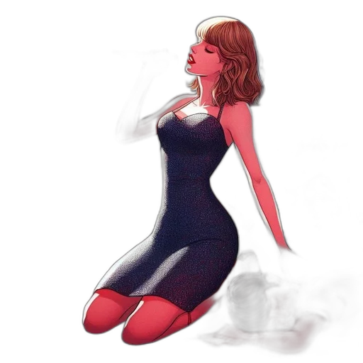 dress, comic book art, concept art, cartoon, watercolor, outer space, fire, neon lights transparent PNG cut-out