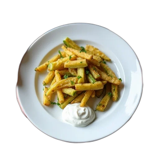 food, person, holding, white, plate, serving, zucchini, fries transparent PNG cut-out