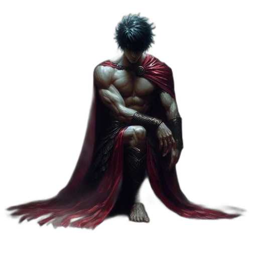 sword, creature, concept art, fantasy art, comic book art, pixel art, dark, red transparent PNG cut-out