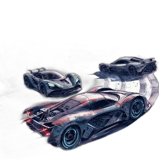 car, concept art, 3d render, photorealistic, comic book art, dark, illustration, futuristic transparent PNG cut-out
