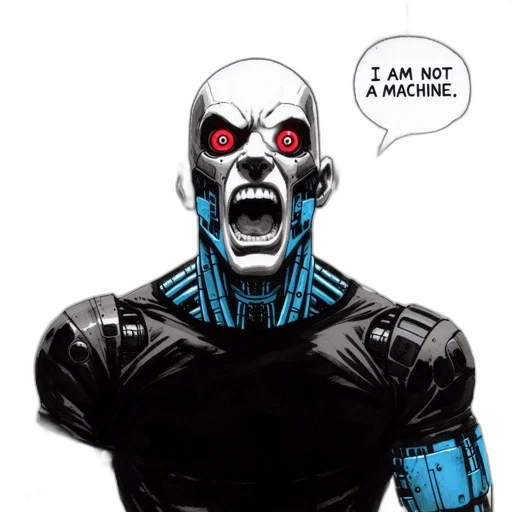 robot, mask, comic book art, concept art, humanoid, bald, head, glowing transparent PNG cut-out
