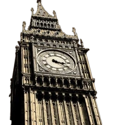 building, 3d render, photorealistic, sepia-toned, photograph, iconic, big, ben transparent PNG cut-out