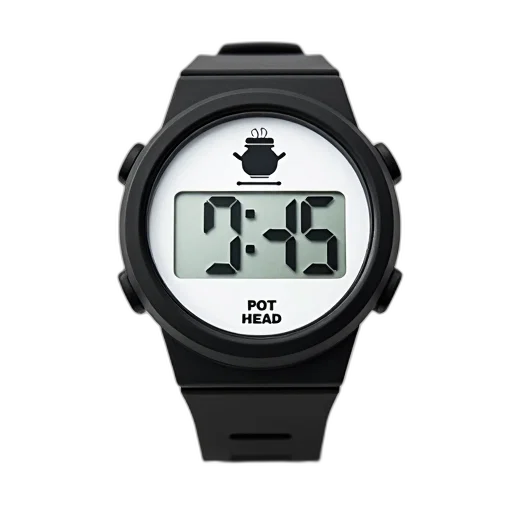 black, digital, wristwatch, white, face, displaying, time, numbers transparent PNG cut-out