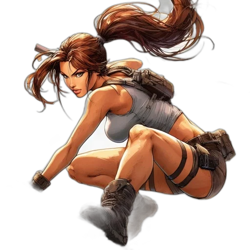 hair, weapon, concept art, comic book art, fantasy art, cyberpunk, earth tones, golden transparent PNG cut-out
