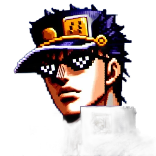 hat, staff, face, crown, pixel art, anime, comic book art, concept art transparent PNG cut-out