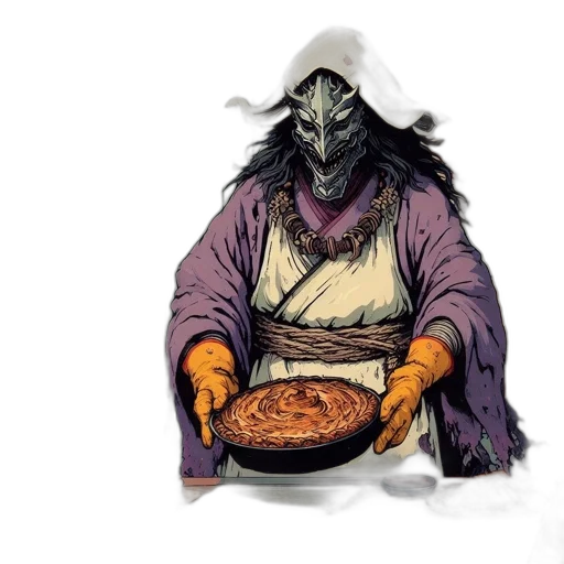 food, mask, dragon, jacket, concept art, fantasy art, pixel art, watercolor transparent PNG cut-out