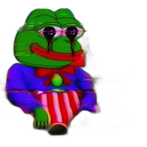 jacket, creature, face, robot, pepe, frog, surrounded, vibrant transparent PNG cut-out