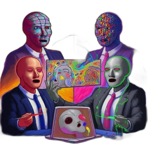 mask, robot, face, jacket, vaporwave, concept art, pixel art, cartoon transparent PNG cut-out