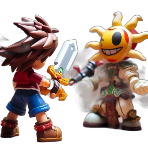 concept art, 3d render, two, animated, characters, one, spiky, dark transparent PNG cut-out
